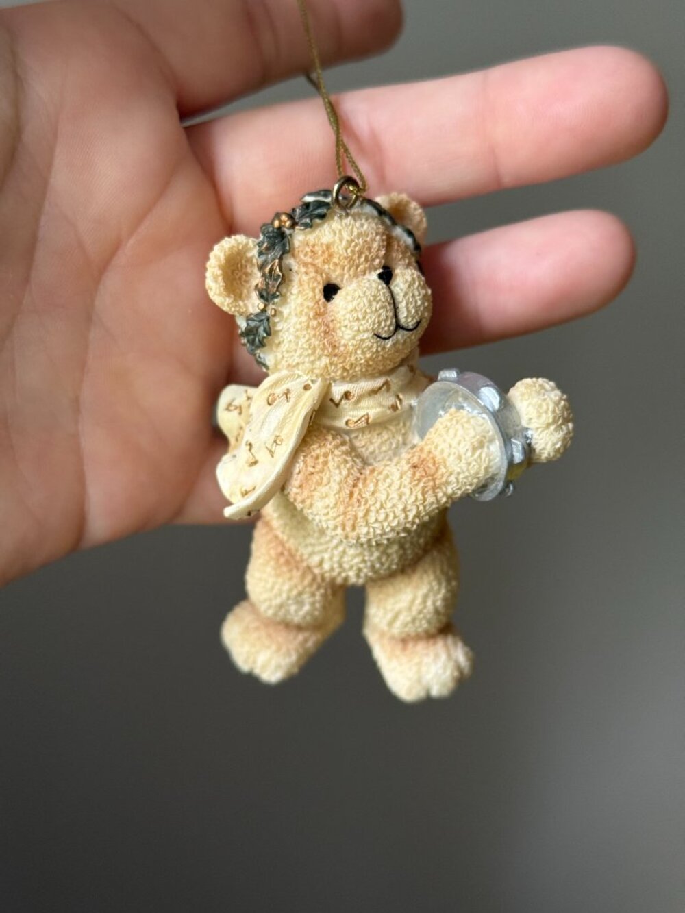 Cherishes Teddies Resin Christmas Tree Ornament Music Playing Bears c1990s